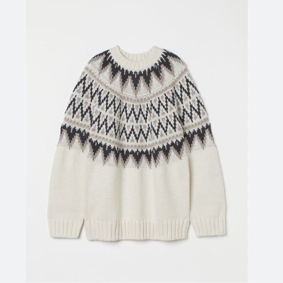 H&M Fair Isles Chunky Oversized Knit Sweater - Picture 1 of 6